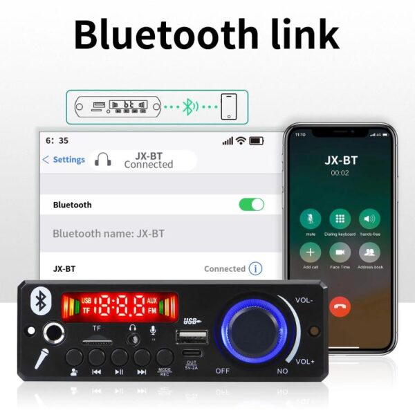 2x80W Bluetooth 5.3 audio erősítős előlap modul távirányítóval - Image 3