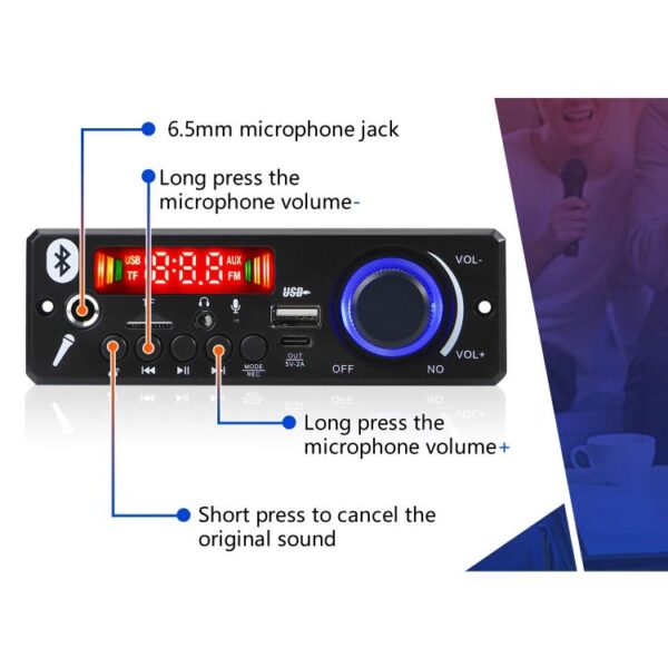 2x80W Bluetooth 5.3 audio erősítős előlap modul távirányítóval